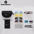Rockbros Cycling Glasses Polarized Sunglasses With 5 Interchangeable Lenses For Mountain Bike. 