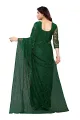 Mysa Fashions Green Designer Jacquard Net Saree with Unstitched Blouse Piece for Women. 