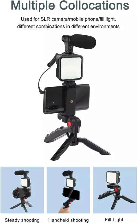 Video%20Vlogger%20Kits%20Microphone%20LED%20Fill%20Light%20Mini%20Tripod%20For%20Phone%20Vlog%20Video%20Recording%20Condenser%20AY-49%20-%20Image%204