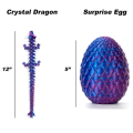 3D Printed Dragon in Egg, Full Articulated Dragon Crystal Dragon with Dragon Egg,Home Office Decor Executive Desk Toys-D Easy to Use. 