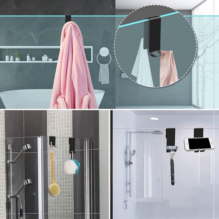 Bath Robe Hanger Rack Bathroom Shower Door Back Hook Stainless Steel Over Glass Door Shower ...