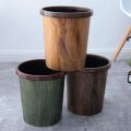 Wood Grain Retro Plastic Dustbin. 