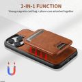 MengsanNew High Quality Leather Magnetic MagSafe 2 in 1 Card Holder Phone Case For iPhone 14 12 13 15 Pro Max SamsungS22 S23 Ultra Plus Detachable Cover. 