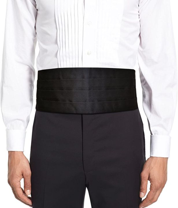 Satin%20Face%20Pure%20Black%20Cummerbunds%20Party%20Chorus%20Use%20Tuxedo%20Special-Purpose%20Adjustable%20Waist%20Belt%20-%20Image%203