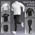 WeihonghunfeiFifty percent discount Sport 1-5 PCS Sets Workout Men's Quick Dry Jacket Suit Fitness Running Sets Sports Jogging Pants Workout Sportswear Track Suit. 