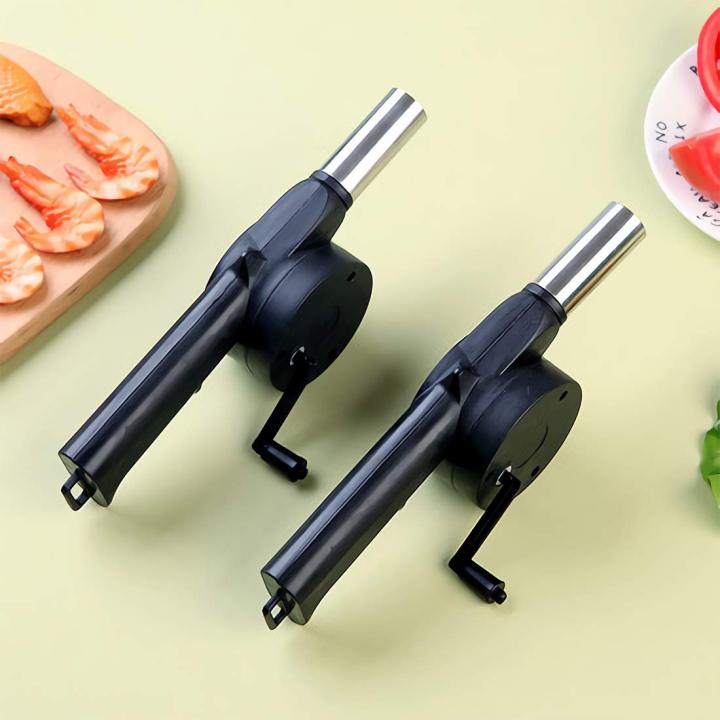 BBQ Fan Air Blower Fast Fire Starter Portable Mini Manual Hand Crank for Outdoor Picnic Camping Cooking Barbecue Charcoal Grills Stove Accessories