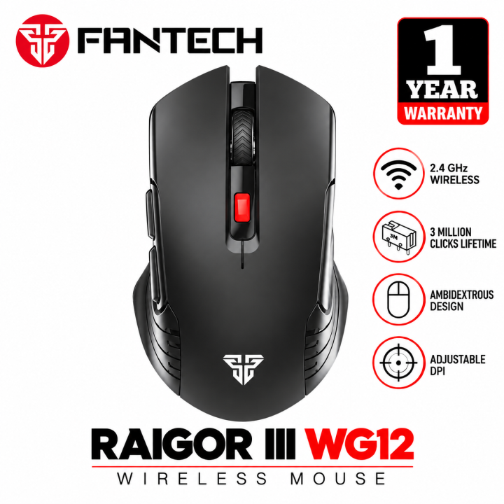 Fantech Raigor III WG12 Gaming Mouse With 2.4GHz Wireless Connection, Up To 2000 DPI