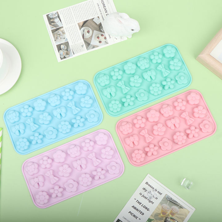18Cavity Cake Baking Mold Flower Bow Shaped Silicone Mold DIY Handmade Candle Soap Mould Fondant Cake Baking Mold Luolong