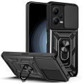 Vantime for Xiaomi Redmi Note 12 5G Case Stand Slide Lens Cover Shockproof Hard Phone Back Casing. 