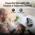 Socool 14500mAh Portable Waist Fan Dual Airflow Outlet Turbo Motors with Four Clips Emergency Flashlight Power Bank for Outdoor. 