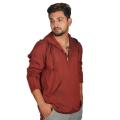 Creative Touch Maroon Plain Cotton Kurta Shirt With Hoodie For Men Mkr5001. 