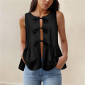 Summer Tie Front Vest Top Black XS. 