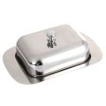 Luxious Stainless Steel Butter Dish Box Container Shiny Cheese Server Storage Keeper Tray with Easy to Hold Lid. 