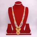 Abhushan Gallery Panchadhatu Gold Plated White Moti Long Necklace Haar For Women. 