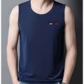 Men's V-neck Ice Silk Waistcoat Vest Quick-drying Fitness Breathable Vest Sleeveless T-shirt Base Shirt 2022 New. 