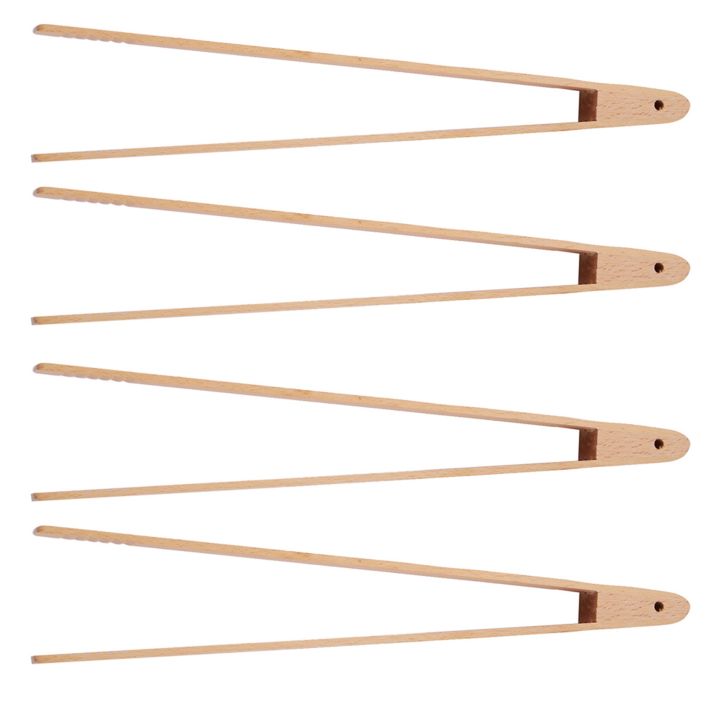 fasdaga%204%20Packs%2012%20Inch%20Wood%20Toaster%20Tongs%20Kitchen%20Tongs%20&%20New%201Pc%20Long%20Handle%20Stainless%20Steel%20Tea%20Coffee%20Spoon%20-%20Image%202