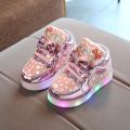 MoonCare - Baby Girl Glitter Sneakers LED Lights Shoes With Velcro. 