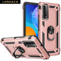 Lereach For Huawei Y7a Mobile Phone Case TUP+PC Hard Ring Car Ring Bracket Shockproof Back Cover. 
