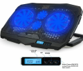 Laptop Cooling Pad 4 Fans Adjustable 10 Inch to 17 Inch Notebook Cooler, Blue Light, S18 For Any Laptop Speed Control Button. 