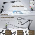 Magnifying Glass with Light and Bracket,3 Color Modes Stepless Dimmable LED Desk Lamp, Used for Reading and Repairing. 