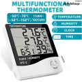 Zongmao【2025 Version】 3 in 1 Temperature Sensor Thermometer At Home Hygrometer Clock 3.7 Luxury Inch Digital Wire Indoor Moisture Meter Tools Wether Station. 