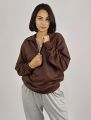 Women's Half Zip Chain Detail Sweatshirt Comfortable Fit Casual Style. 