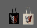 Angel & Devil Graphic Printed Tote Bag |Aesthetic Eco-Friendly Cotton Shoulder Bag -White, Black. 