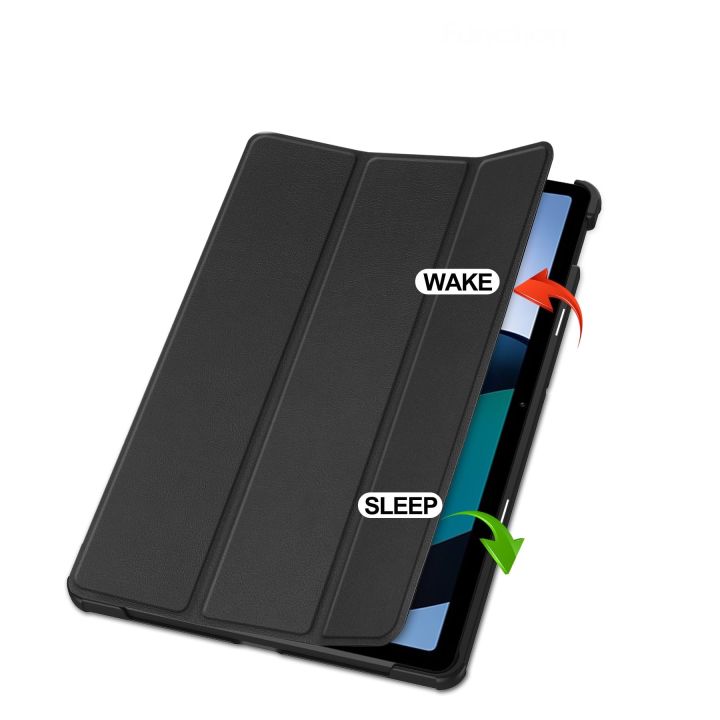 Xiaomi%20Pad%205%20Trifold%20Premium%20Leather%20Finished%20Case%20With%20Pen%20Holder%20-%20Image%202