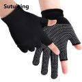 Sutuiying 1 Pair Men Women Summer Outdoor Sport Anti-slip Sunscreen Half-finger Gloves / Breathable Fingerless Gloves. 