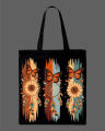 Boho Sunflower Monarch Butterfly Dreamcatcher T shirt Tote Bag – Eco-Friendly Cotton Shoulder Shopping Bag-White, Black. 