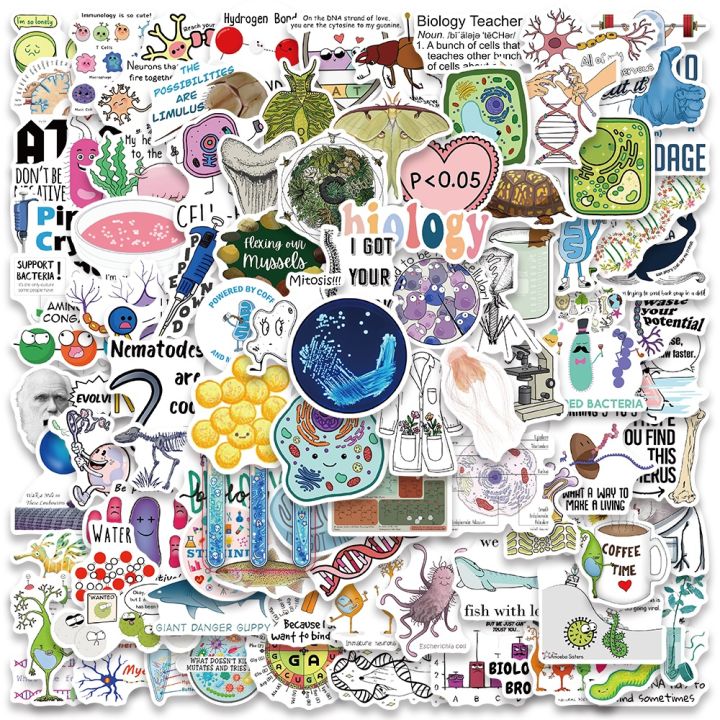 HOT BeliefMelief New style 50/100pcs Biology Stickers Funny Aesthetic Decals Vinyl Waterproof Laptop Luggage Fridge Stationery Scrapbook Phone Sticker