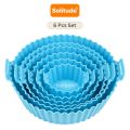 6 Pcs Reusable Air Fryer Silicone Pot Liners - Non-Stick| Heat-Resistant Basket Baking Trays for Air Fryers| Ovens | Dishwasher Safe | Multicolor | Ideal for Healthy, Mess-Free Cooking. 
