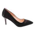 Black Pencil Heel Closed Shoes For Women. 