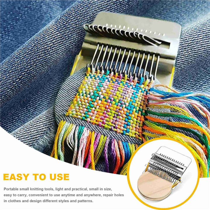 NAMUNY%202%20Sets%20Small%20Speedweve%20Type%20Weave%20Tool%20DIY%20Wooden%20Speedweve%20Darning%20Tool%20Mini%20Fun%20Mending%20(14%20Hooks)%20-%20Image%202