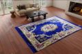 Blue And Cream Colour Floral Design Velvet Design Floor Carpet. 