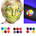 6 Colors Face Body Paint Set Water Activated Fluorescent Colors Glow in The Dark Washable Kids Adults Halloween Makeup Kit. 