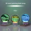 Home decoration bedside hourglass glass art 6LED quicksand lamp painted color table lamp 3D trendy round small lamp. 