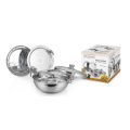 DeviDayal 3 in 1 Stainless Steel 7 Piece Induction Base Multi Purpose Kadai. 