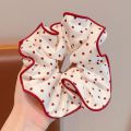 Sweet Red Hair Scrunchie Elastic Bow Hair Tie Heart Rubber Band Hair Accessories. 