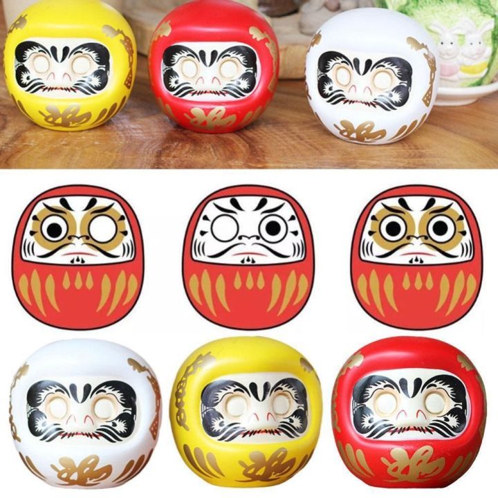 Cute Ceramic Japanese Daruma Doll Statue Lucky Charm Feng Shui Craft Mini Piggy Bank Tabletop Ornament Zen Money Box Home Decor