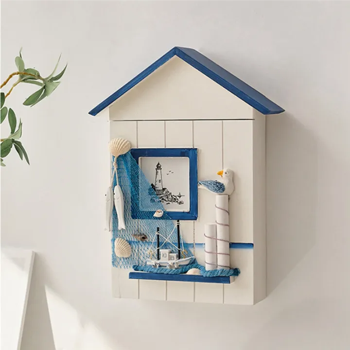 JAERBEE%20Wall%20Mounted%20Cabinet%20Key%20Rack,%20Wooden%20House%20Key%20Storage%20Box,%20Mediterranean%20Style%20Model%20Statue%20Home%20Wall%20Decor%20Lighthouse%20-%20Image%205