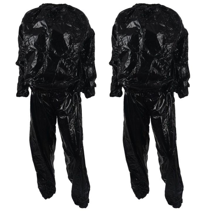 ARELENE 2X Heavy Duty Fitness Weight Loss Sweat Sauna Suit Exercise Gym Anti-Rip Black XL