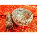 Hand Crafted Traditional Stone Mortar and Pestle  Khalbatta  Big Size  Locally Made  Black Stone Material  100% Stone. 
