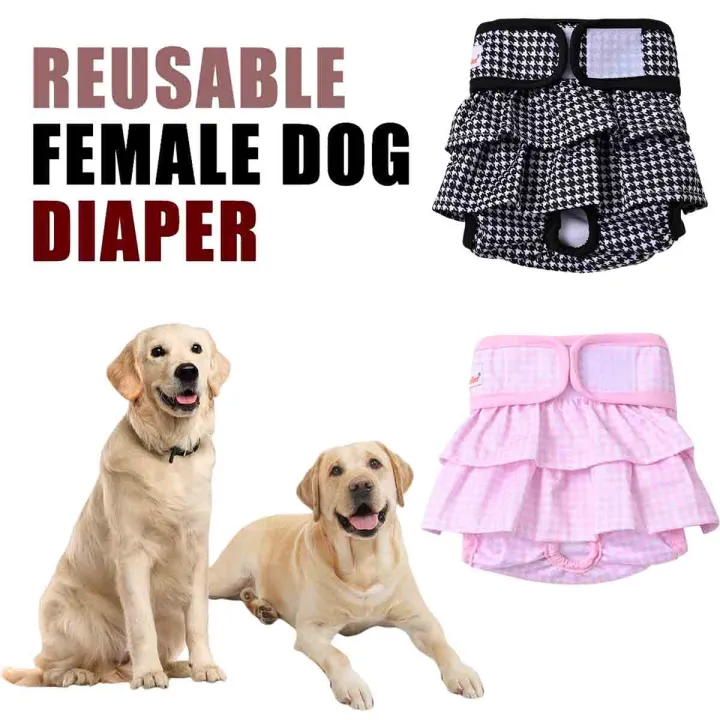 Washable%20Female%20Dog%20Diaper%20Cute%20Houndstooth%20Dress%20Short%20Underware%20Belly%20Bands%20Reusable%20Pet%20Panties%20Sanitary%20Pant%20Diapers%20-%20Image%202