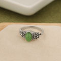 【New arrival】New Chinese Style Spinach Green Plum Blossom Ring Women's Old-fashioned Vintage Dressed Niche Design Live Mouth Index Finger Ring. 