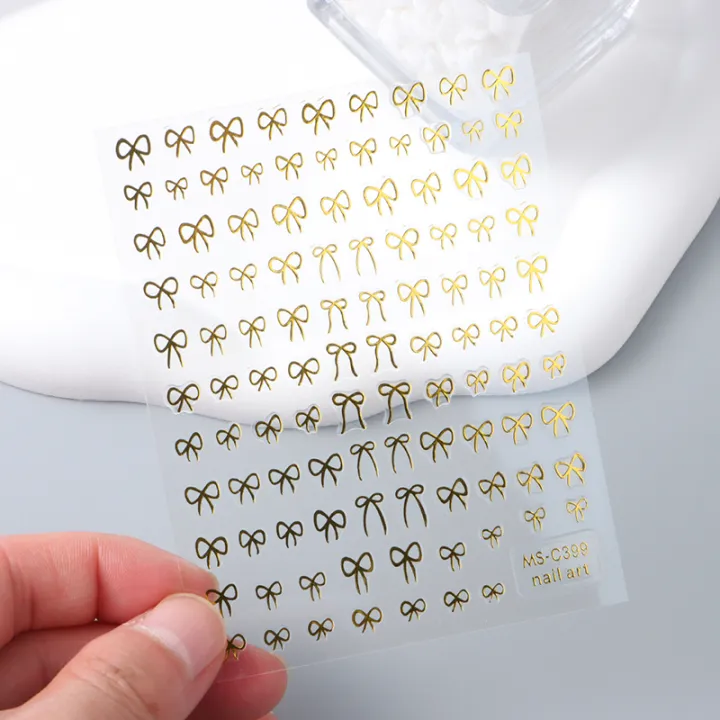 Shining%20White%20Ribbon%20Bow%20Nail%20Stickers%203d%20Nail%20Art%20Design%20Decoration%20Decals%20Ribbon%20Bow%20Diy%20Manicure%20Stickers%20-%20Image%204