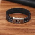 NEW XQNI Classic Style Double Layer Toggle-clasp PU Leather Bracelet For Men Black/Brown/Orange Color Male Jewelry Accessories Gift. 