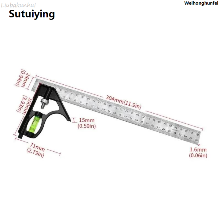 Weihonghunfei300mm Stainless Steel Angle Combination Square Ruler ...