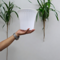 Round Plastic Pot For Indoor And Outdoor Suitable For Bedroom Living Room Office Desk Gardens - 8 Inches. 