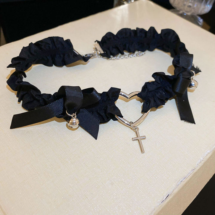 Sale%E3%80%91Sweet%20Cool%20Pleated%20Fabric%20Love%20Cross%20Necklace%20Spice%20Style%20Choker%20Chain%20All-match%20Necklace%20Women%20-%20Image%206